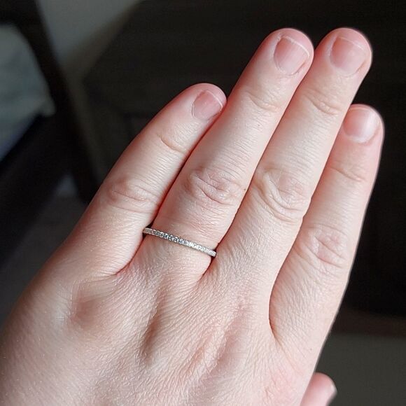 Platinum Plated 925 Sterling Silver Band Ring - Picture 2 of 5